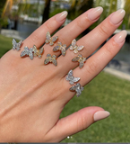 Double Butterfly Between the Fingers Rings in Gold or Silver - Bettina H. Designs