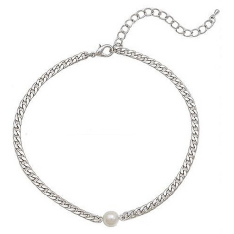 Strong and Sweet Pearl and Chain Choker - Bettina's Collection