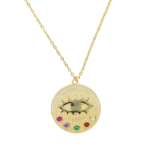 The Evil Eye Multi-Color Coin Necklace - Bettina's Collection