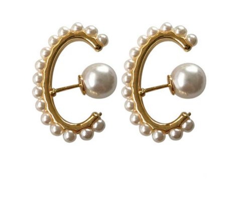 Extra Long Pearl Huggie Lobe Earrings - Bettina's Collection