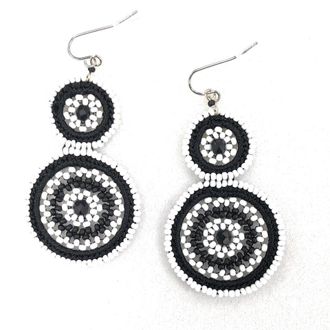 Valentina Black and White Double Drop Earring - Bettina's Collection
